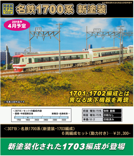 名鉄1700系(新塗装・1703編成) - 鉄道模型